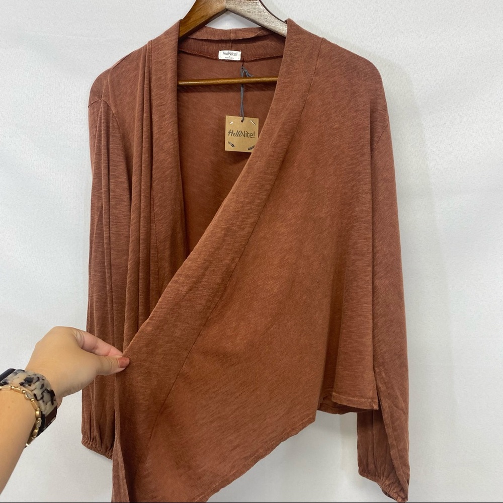 Hello Nite | Rust Open Front Cardigan - Picture 5 of 5